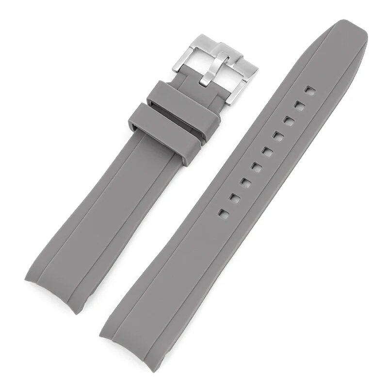 18mm, 19mm, 20mm, 21mm, 22mm Curved End Silicone Rubber Waterproof Universal Strap for Omega Moonwatch Bracelet, Band Color: mm, Parallel Import