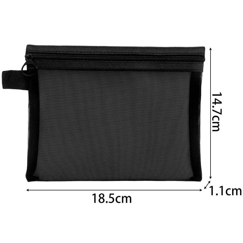 Set of 3 Transparent Mesh Cosmetic Pouches, Small and Large, Black, Makeup Bag, Portable Travel Toiletry Pouch, Storage Case, Lip Storage Pouch, Size: Parallel Import