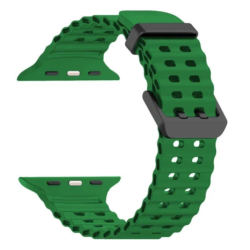 Silicone Ocean Strap for Apple Watch Ultra 2, 49mm, 45mm, 44mm, 42mm, 38mm, 41mm, and 40mm, compatible with iWatch Series 10/9/8/7/SE/5/4/3. Correa sizes: 42mm, 44mm, 45mm, and 49mm. Band colors: Parallel import.
