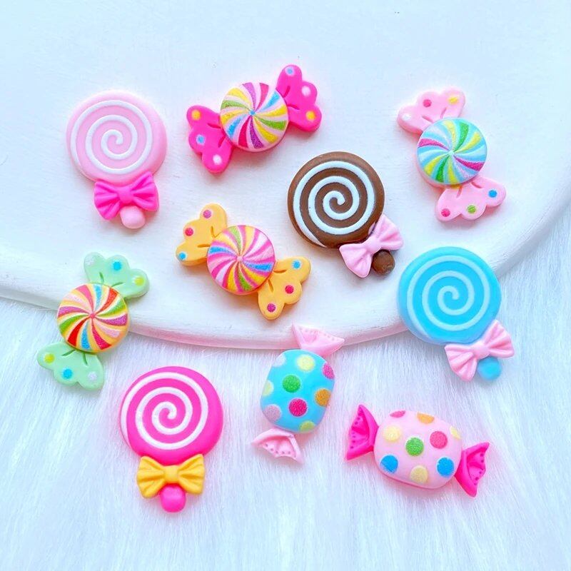 Pack of 10/20 New Resin Mini Candy/Lollipop Series Flatback Cabochons for Scrapbooking, DIY Jewelry, Crafts, and Decoration. Size: Parallel Import.
