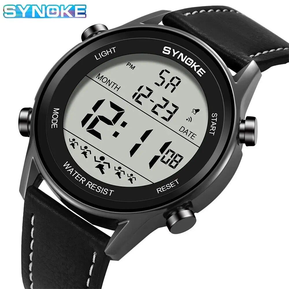 SYNOKE メンズ アウトドアスポーツ 多機能防水 大型画面 発光LEDデジタル メンズファッションベルトウォッチ 並行輸入品