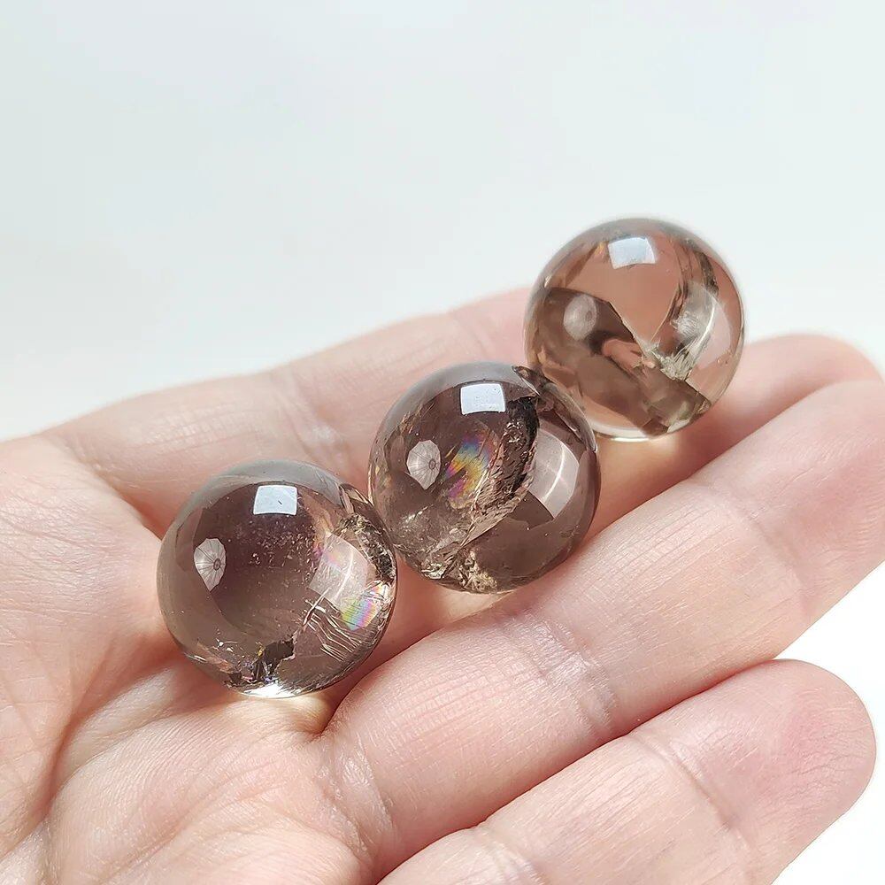 1.8-2cm Natural Crystal, High-Quality Mini Amethyst Sphere, Smoky Quartz Ball, Home Decor, Healing Gemstone, Energy, Divination, Gift, Size: Parallel Import