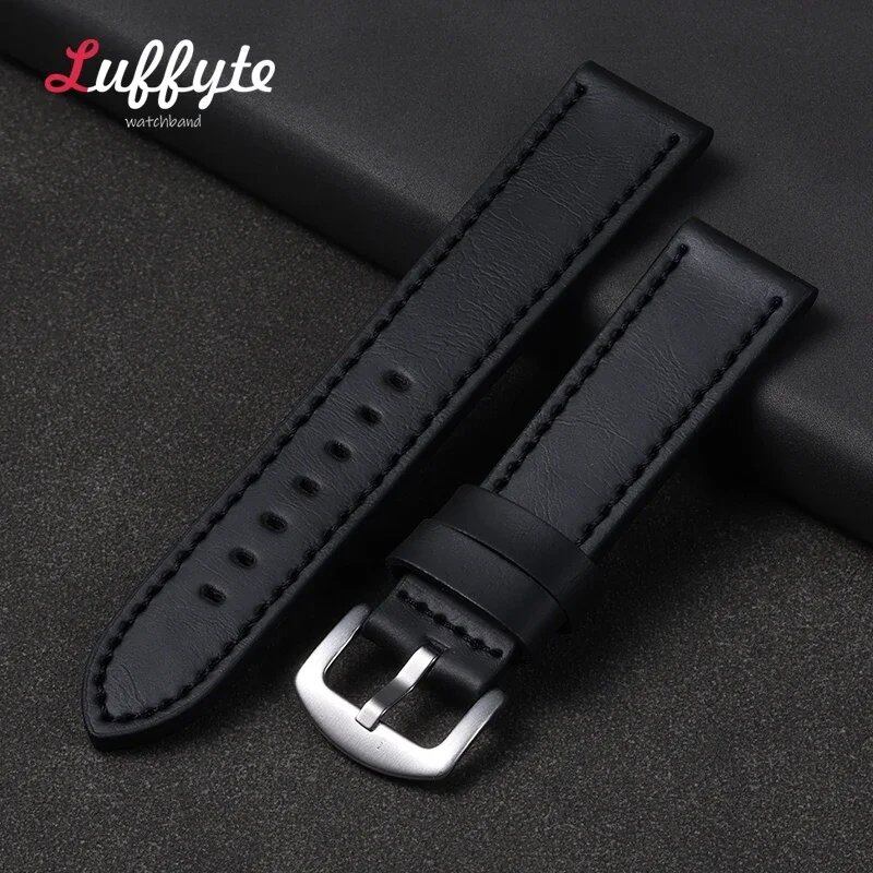 Vintage Leather Watch Strap, Universal Bracelet, 18mm, 20mm, 22mm, 24mm, Black, Brown, Gray, for Business, Belt, Accessory, Band Color: mm, Parallel Import