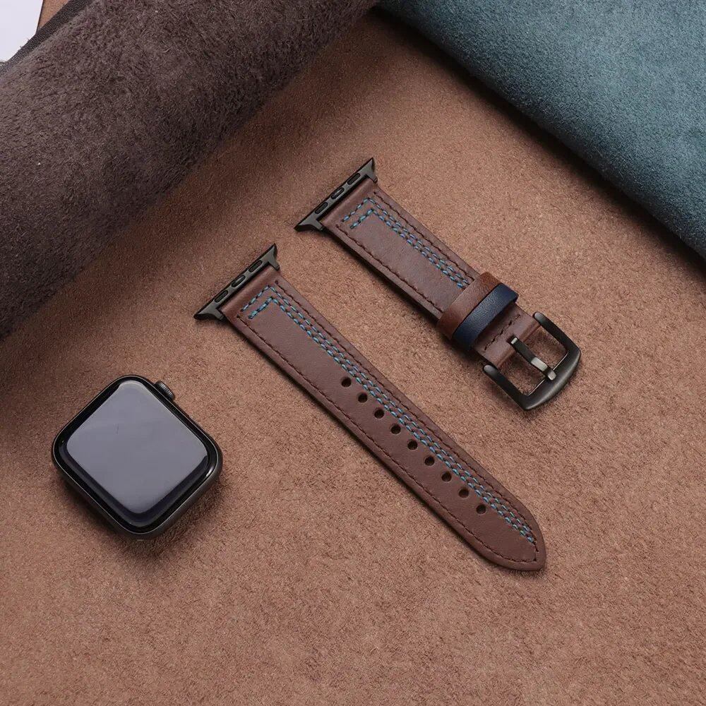 Apple Watch Leather Strap, Band, 46mm, 44mm, 45mm, 49mm, 41mm, 42mm, Accessories, Compatible with iWatch Series 5, 6, SE, 7, 8, Ultra, 9, 10, Band Color: mm, Parallel Import