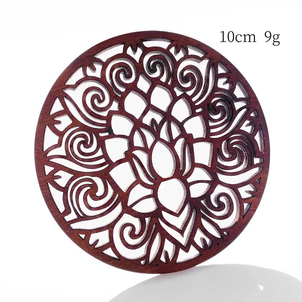 10cm Wooden Tree of Life Jewelry Display Tray with Quartz Crystal Wall Decor, Metatron's Cube, Star of David, Chakra, and Meditation Accessory (Imported)