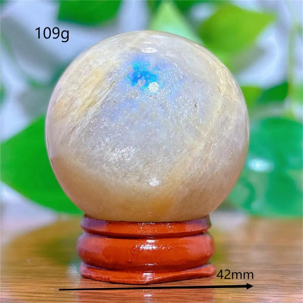Moonstone Sphere Crystal, Natural Quartz Stone, Home Decor, Mineral, Reiki, Craft, Gift, Energy, Healing, Spiritual, Love, with Stand, Parallel Import