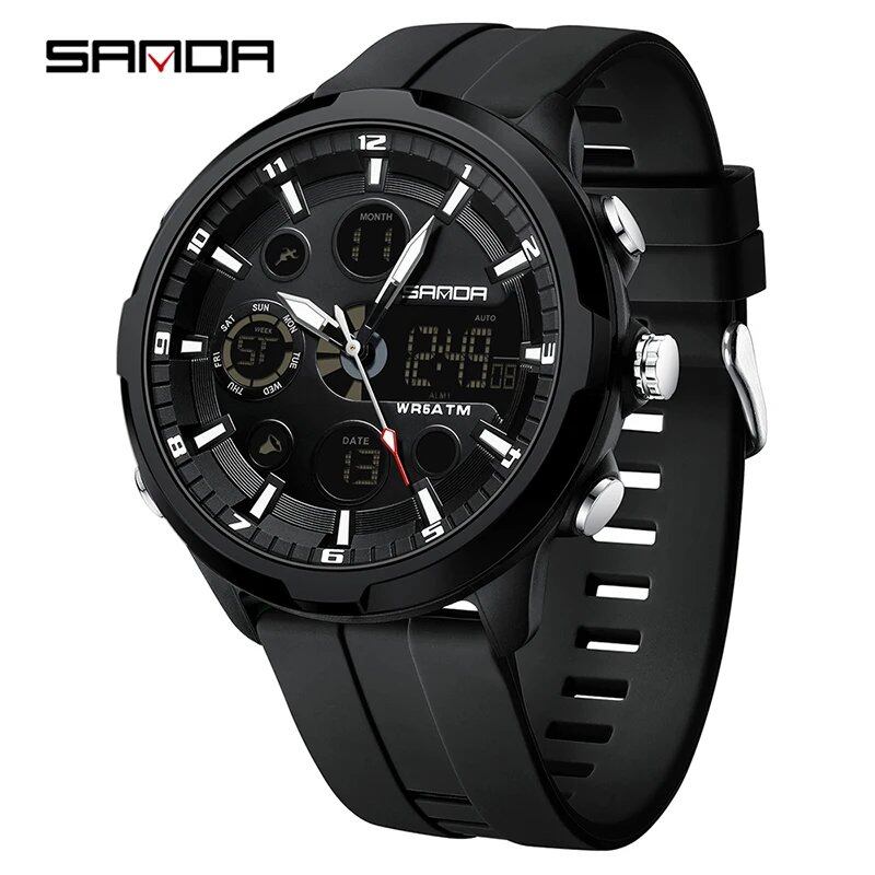 SANDA Top Brand Sports Military Men's Watch, Luxury Digital Wristwatch, 50m Water Resistant, Quartz Movement, Parallel Import
