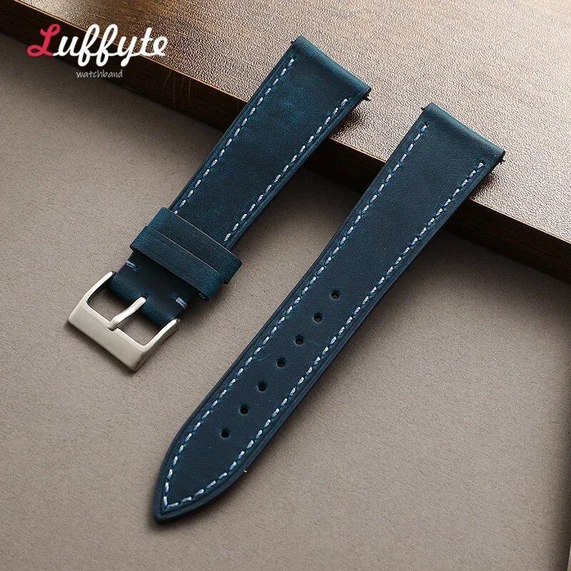 Quick Release Leather Watch Strap, Universal Watch Band, 18mm, 19mm, 20mm, 21mm, 22mm, Stylish, Black, Blue, Brown, Watch Band Accessories, Band Color: mm, Parallel Import