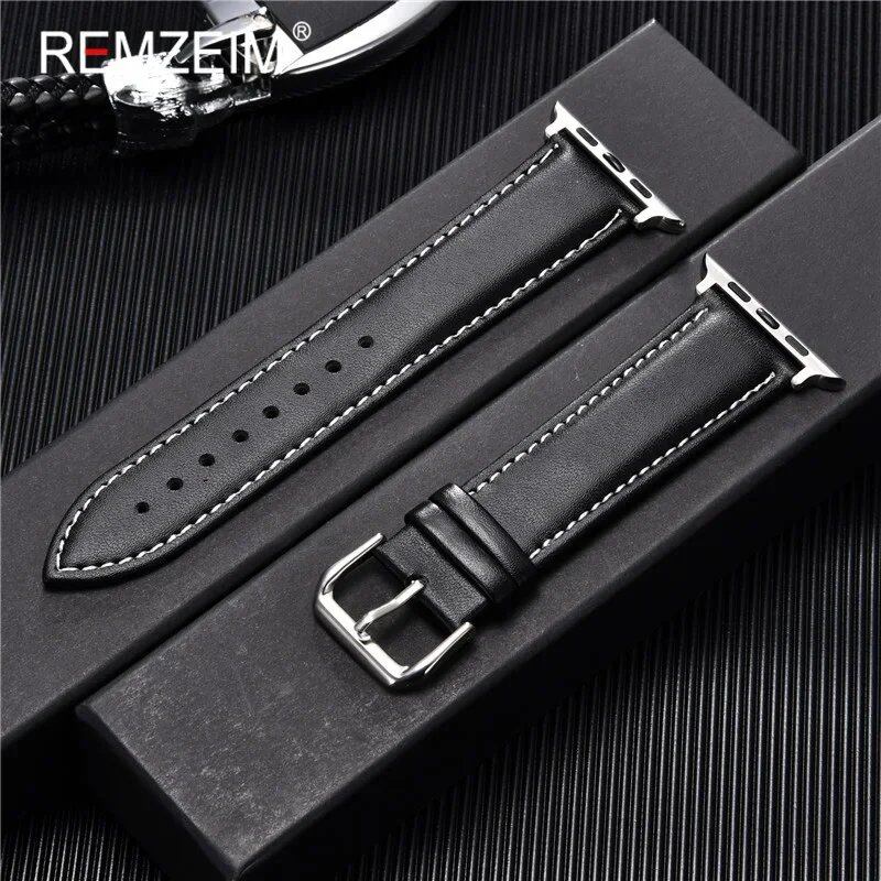 Men's Leather Business Strap for Apple Watch, Compatible with iWatch 10/9/8/7/6/5/SE/Ultra/4/3/2 (46/45/44/42/40/41/49/38mm), Band Color: mm, Parallel Import