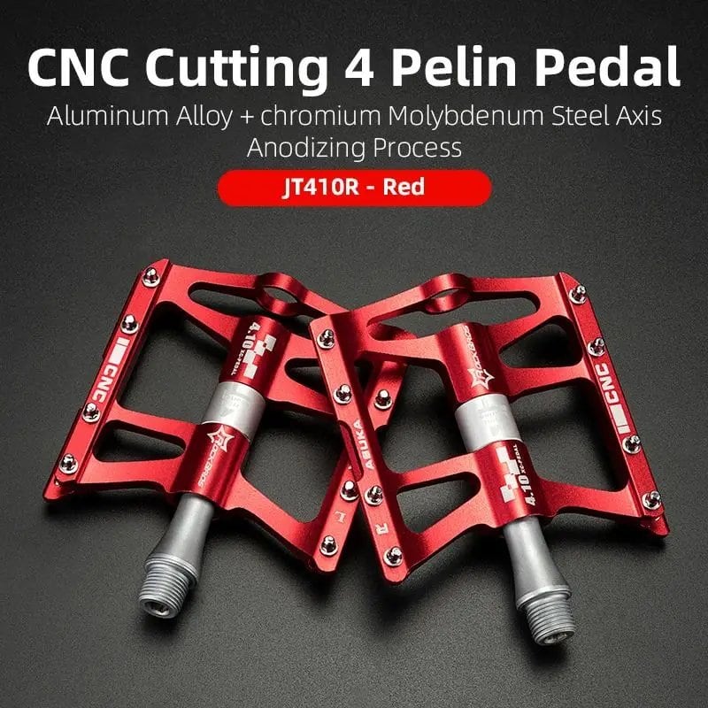 ROCKBROS Mountain Bike Pedals, Lightweight Aluminum Alloy, 4 Bearings, MTB/BMX Flat Pedals, Color: JT410, Parallel Import