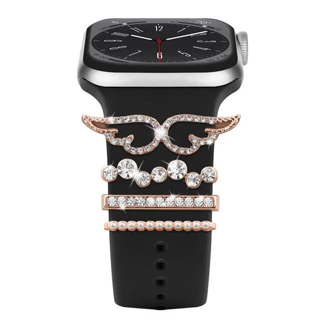 Diamond Jewelry-Embossed Band for Apple Watch Ultra 2, 9, 8, and 7, Compatible with Samsung and Huawei, 20/22mm Bracelet Strap, Band Color: ; Ships from: Parallel Import
