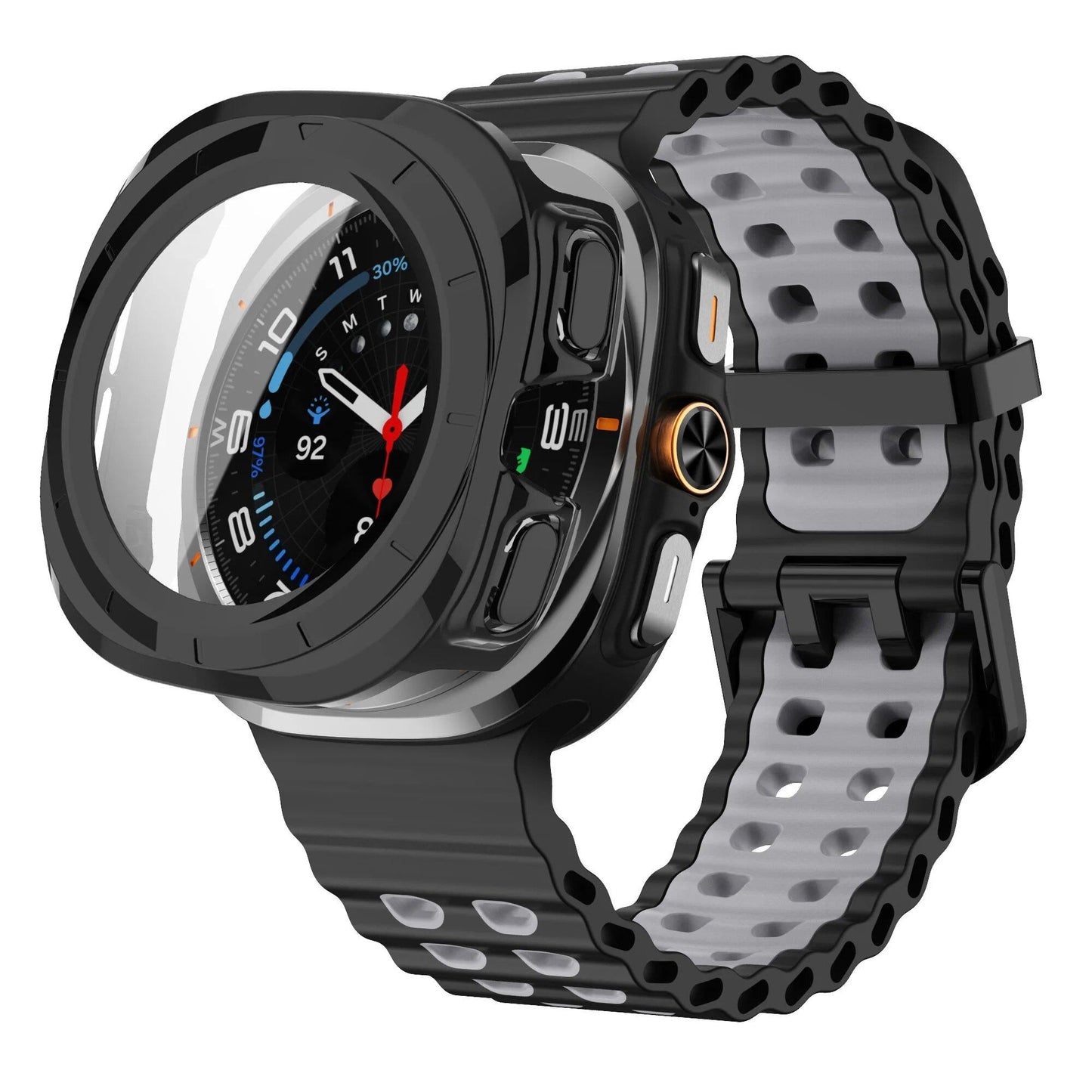 Samsung Galaxy Watch Ultra 47mm Sport Silicone Band, Marine Band + Case, Watch Band Accessory, Color: Compatible with Ultra 47mm Dial Diameter, Parallel Import