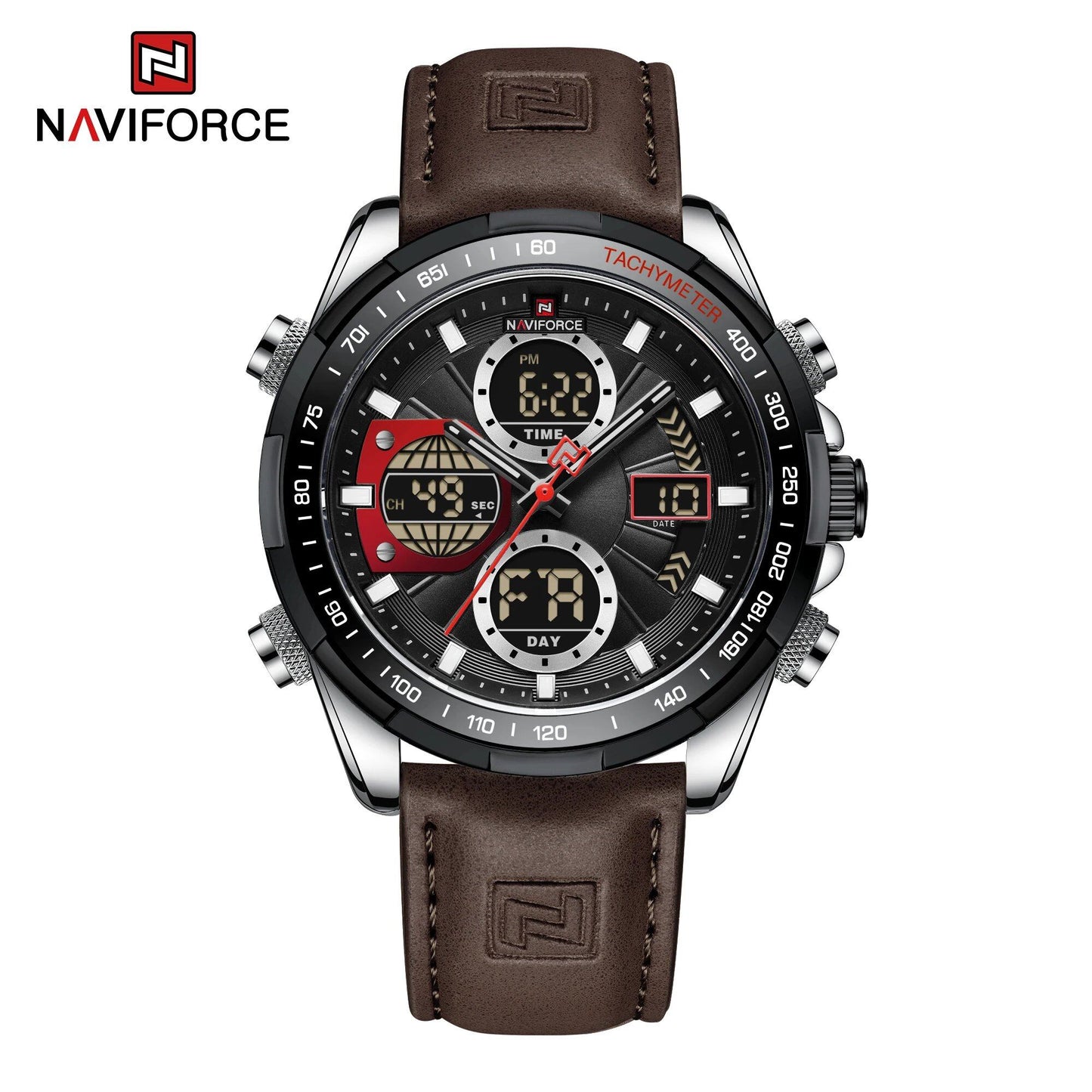 NAVIFORCE Men's Fashion Military Watch, Luxury Original Sports Chronograph, Waterproof Quartz Digital Wristwatch, Parallel Import