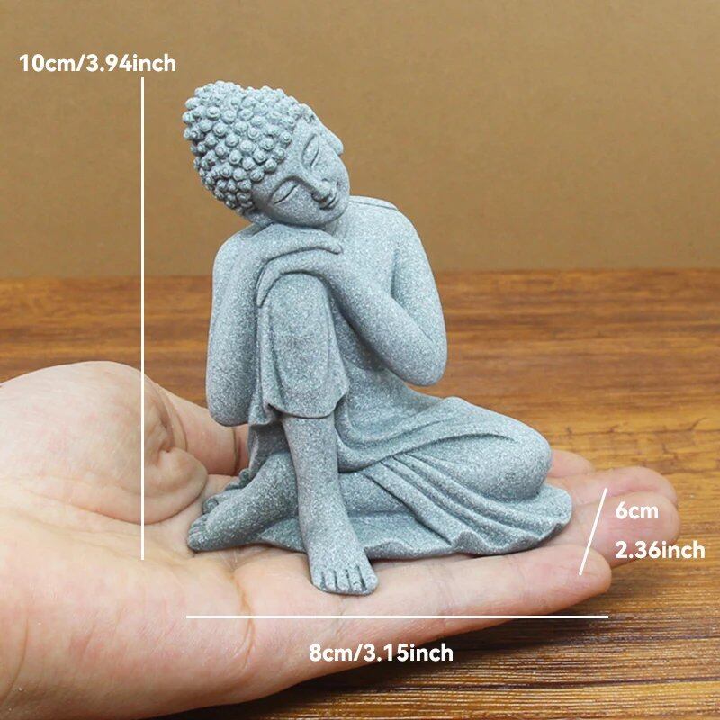 石仏像 小さな僧侶 チベット仏教フィギュア 禅ガーデン ヨガオーナメント 瞑想 ホームアクアリウム装飾 並行輸入品