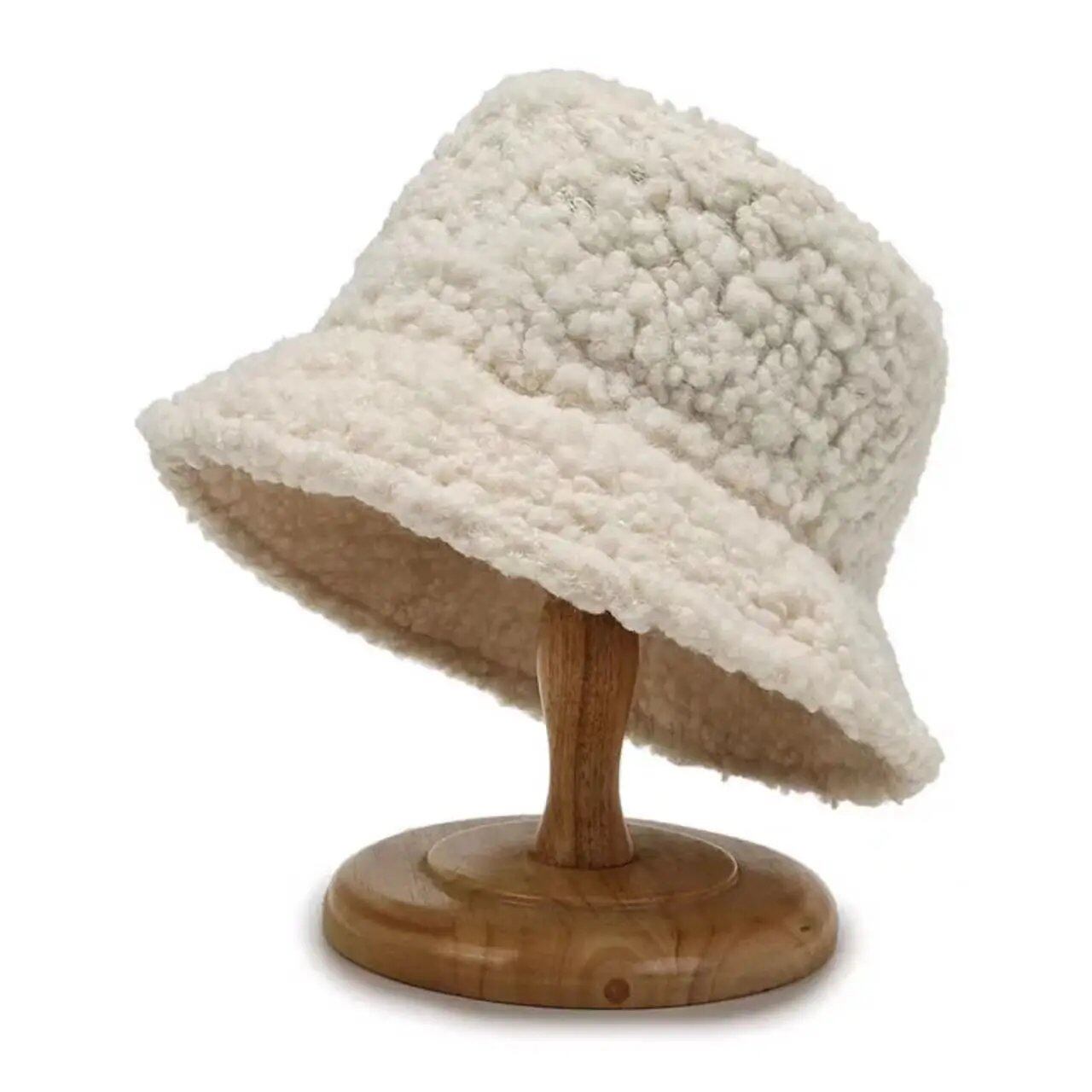 Lambswool unisex bucket hat for men and women, perfect for winter, outdoor activities, and sun protection. Panama fisherman's cap with embroidered lettering. Wholesale chapeau. Sizes: 56-58cm; Parallel import.