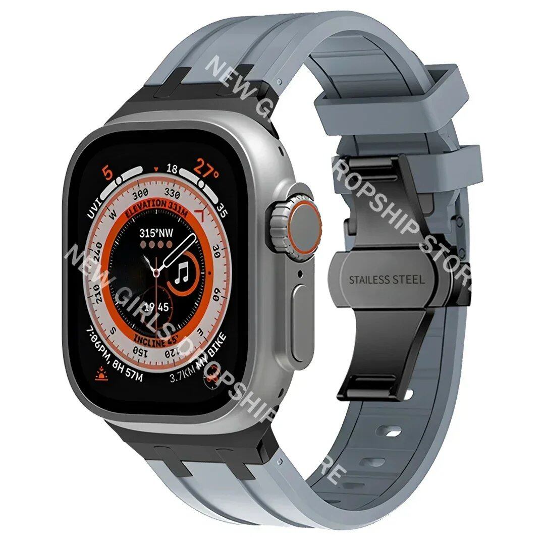 Soft Silicone Strap for Apple Watch Ultra 2/1, Series 10/9/8/7 (49mm/46mm/45mm) - Compatible with iWatch 6/5/4/SE (44mm) - Men's Rubber Band. Band Colors: 46mm, 44mm, 45mm, 49mm. Parallel Import.