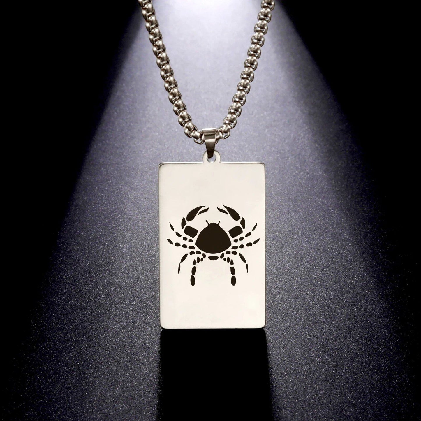 Men's 12 Zodiac Signs Pendant Necklace with Box Chain, Ancient Greek Style, Stainless Steel, Fade-Resistant, Zodiac Astrology Gift, 60cm Long; Metal Color: Parallel Import