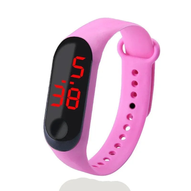 Kids' Fashion Sports Watch, Waterproof LED Digital Wristwatch with Ultra-Lightweight Silicone Slap, Unisex, for Kids and Teens, Parallel Import