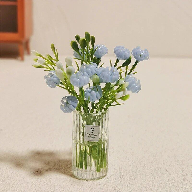 1/12スケール ドールハウス用 ミニチュア観葉植物 盆栽 フェイクフラワーバスケット ドールアクセサリー ミクロランドスケープ 情景モデル 並行輸入品
