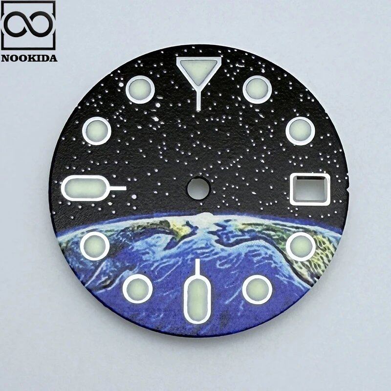 NOOKIDA 28.5mm 星空&アースグリーン 夜光文字盤(NH35/NH36/4R/7S用 針付き) カラー:スターナイトアンドアース 並行輸入品