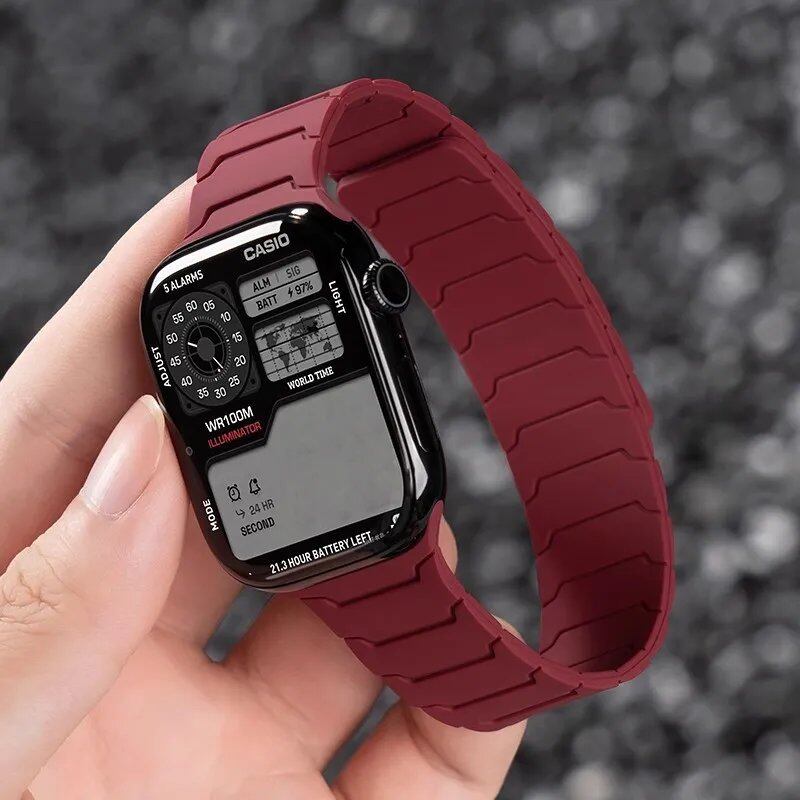 Silicone Band with Magnetic Strap for Apple Watch, Compatible with 46mm, 42mm, 49mm, 45mm, 41mm, 44mm, and 40mm Watches, iWatch Ultra 2/Series 10/9/8/7/6/SE/5/4/3, Band Color: mm, Parallel Import