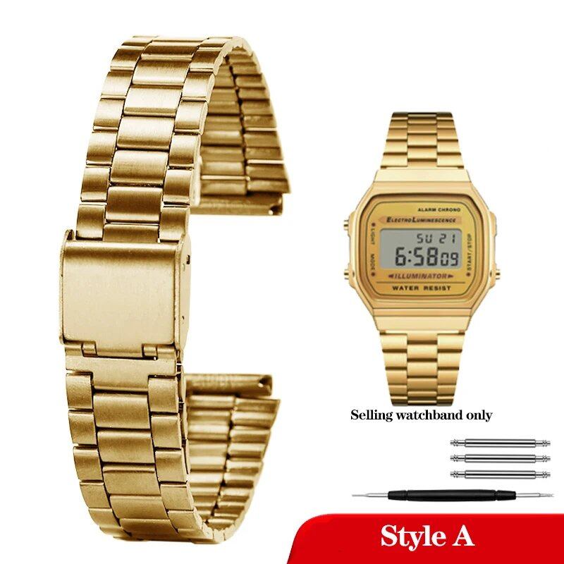 Casio 18mm Slim Steel Watch Band for A158, A159, A168, A158W, AQ-230, LA-680, B650, and AEQ-110. Metal Bracelet Strap. Band Color: 18mm; Band Width: Parallel Import.