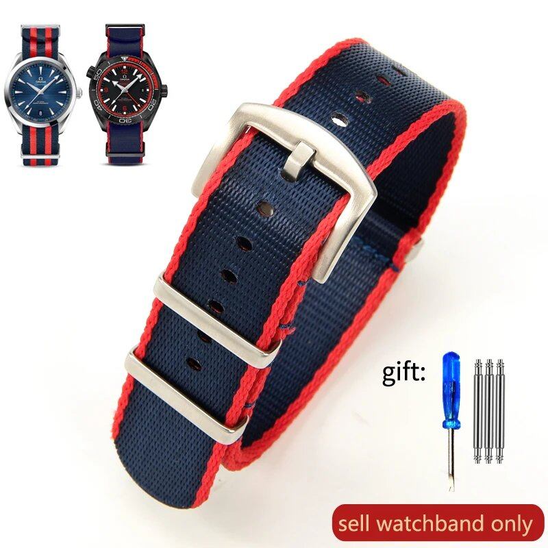 Breathable Soft Nylon Men's Watch Band for Omega 300 Ghost Party 007, Longines Conquest, Seiko, and Casio, 20mm and 22mm, Size 2, Parallel Import