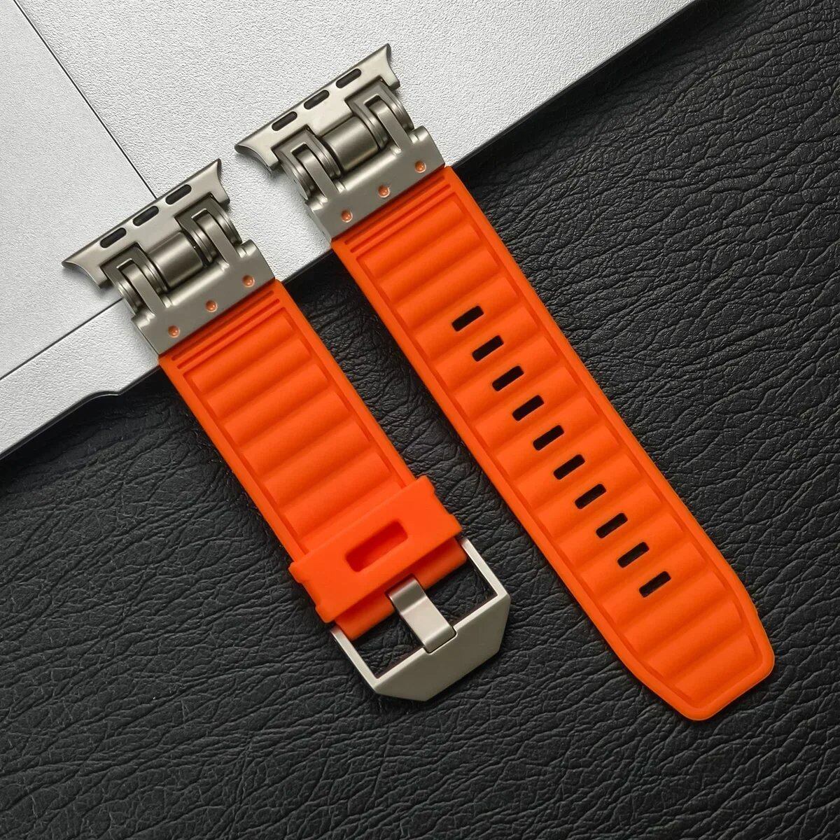 Silicone Sport Band for Apple Watch Ultra2 (49mm, 46mm, 45mm, 44mm) - Compatible with iWatch Series 10/9/8/7/6/5/4/3/2/1 and 42mm Models. Sizes: 42mm, 44mm, 45mm, 46mm, 49mm; Band Colors: Parallel Import