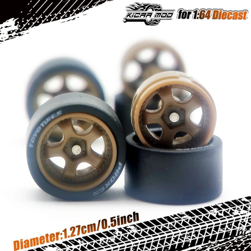1/64 Scale Work S1 Rubber Tire Wheels, Large Size, Diecast Model Car Modification Parts for Hot Wheels, Matchbox, and Tomica, D:13mm, 1 Set, Parallel Import