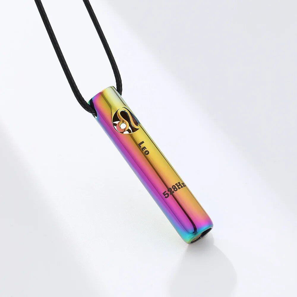 Stainless Steel Meditation & Mindfulness Bracelet Pendant with 12 Zodiac Signs, Stress Relief, Anxiety Relief, and Whistle, Sports Necklace, Metal Color: Black, Parallel Import