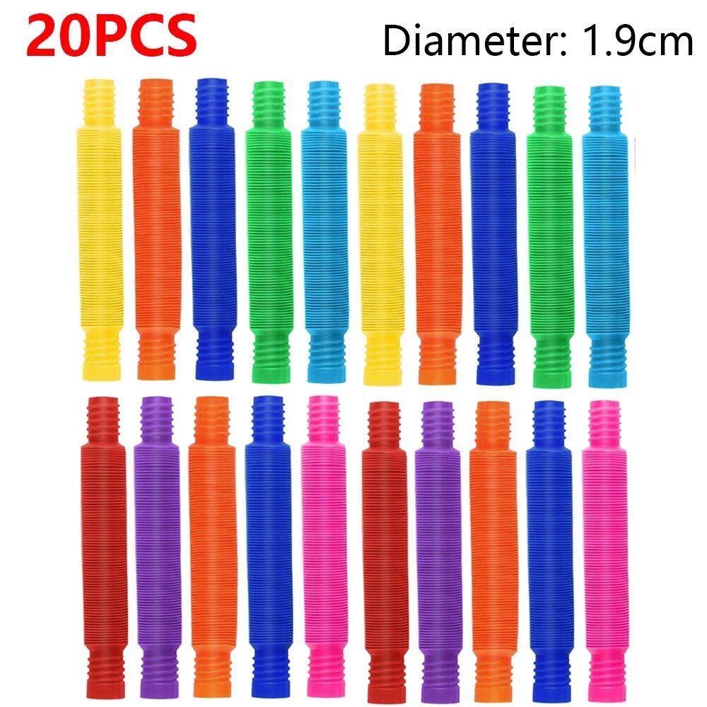 Set of 10/20/30 Colorful Pop Tubes, Rainbow, Fidget Toy, Expandable Plastic Stretch Pipes, Stress Relief Toy, Pressure Relief Toy, Gift, Color: cm, Parallel Import