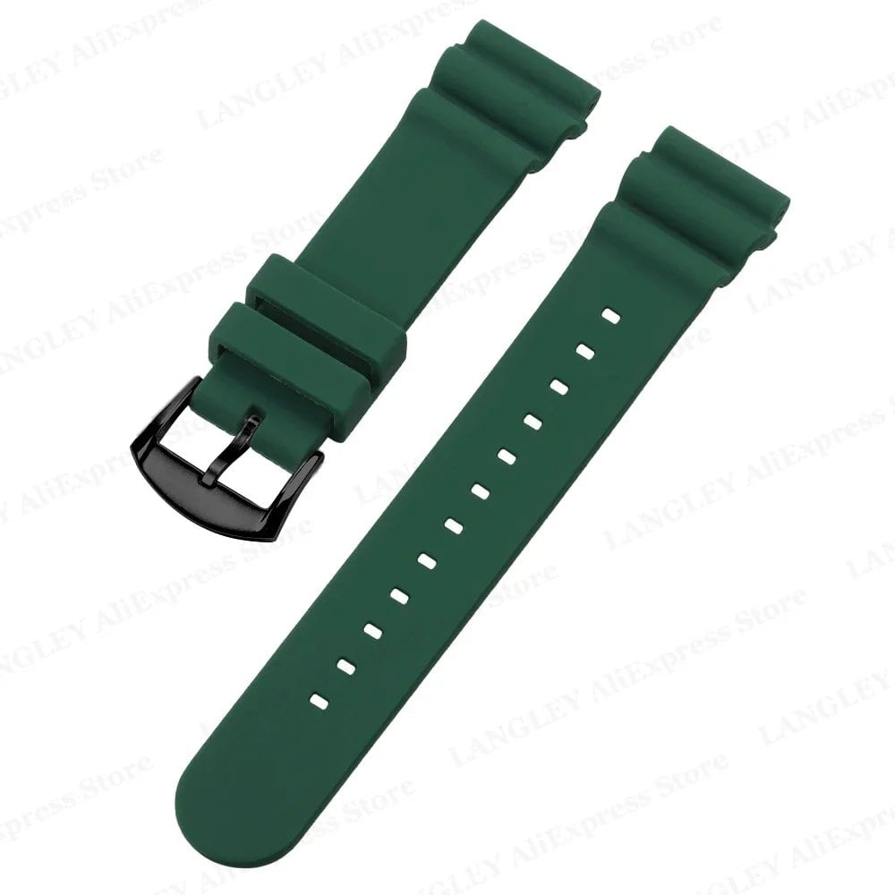 SEIKO Diving Silicone Watch Band, 20mm/22mm, Compatible with SKX007/009, featuring Canned Abalone Shell and Water Ghost Design. Ring Clasp/Pin Buckle Bracelet. Size: No Logo; Band Color: mm. Parallel Import.