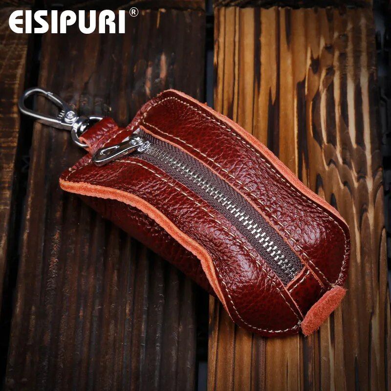 EISIPURl 100% 本革 キーウォレット ポーチ ビジネス メンズ ドア 車 キーケース バッグ ホルダー 男性用 キーホルダー キーオーガナイザー ハウスキーパー 並行輸入品