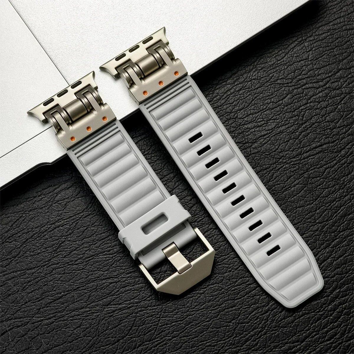 Silicone Sport Band for Apple Watch Ultra2 (49mm, 46mm, 45mm, 44mm) - Compatible with iWatch Series 10/9/8/7/6/5/4/3/2/1 and 42mm Models. Sizes: 42mm, 44mm, 45mm, 46mm, 49mm; Band Colors: Parallel Import