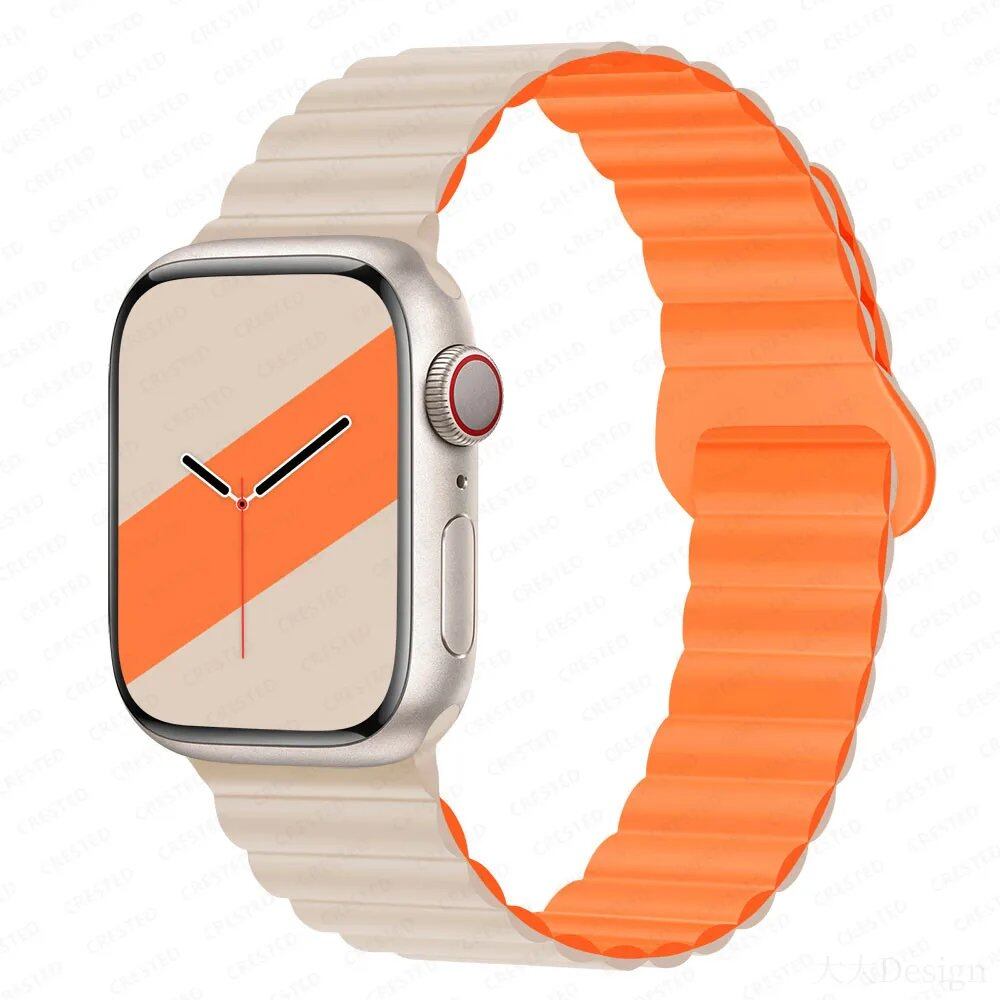 Silicone Loop Magnetic Strap for Apple Watch - Compatible with iWatch Series 8/SE/6/7/Ultra 2/9/10 (44mm/40mm/45mm/49mm/41mm/42mm/46mm) - Band Color: mm; Ships from: Parallel Import