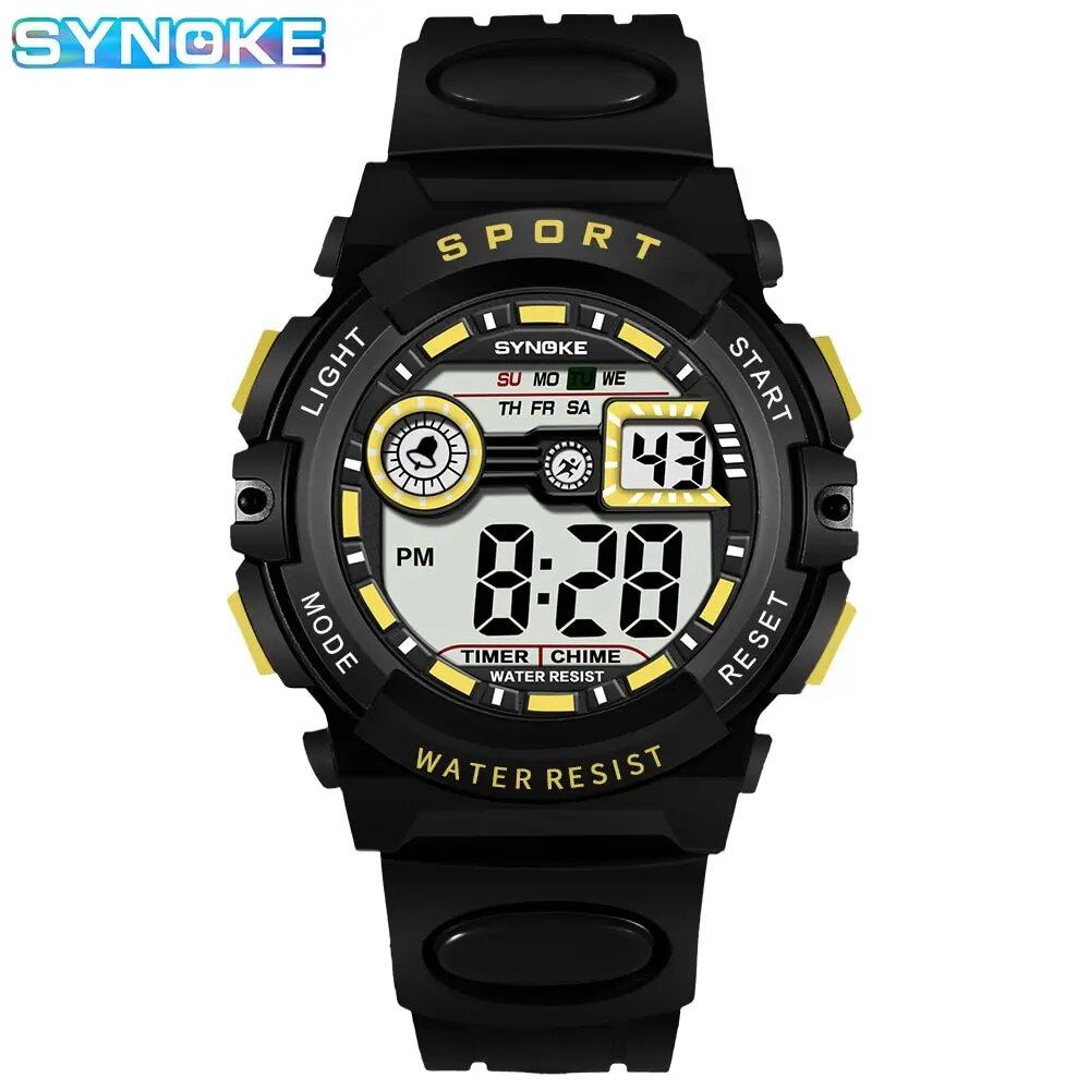 SYNOKE Men's Sports Digital Watch for Students, Waterproof, Shockproof, Drop-Resistant, Multifunctional, Luminous, Parallel Import