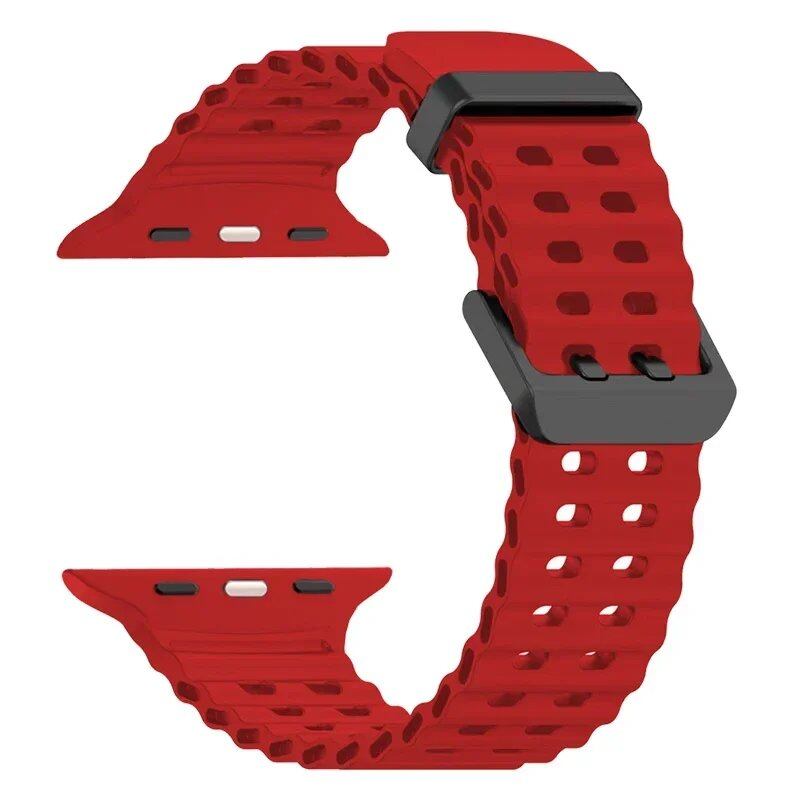 Silicone Ocean Strap for Apple Watch Ultra 2, 49mm, 45mm, 44mm, 42mm, 38mm, 41mm, and 40mm, compatible with iWatch Series 10/9/8/7/SE/5/4/3. Correa sizes: 42mm, 44mm, 45mm, and 49mm. Band colors: Parallel import.