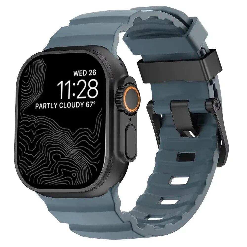 Sport Band for Apple Watch Ultra 2/10/9/8/7/6/SE/5/4 - Soft Silicone and Titanium Bracelet Strap, Compatible with iWatch 42mm, 44mm, 45mm, 46mm, and 49mm Band Colors: 42mm, 44mm, 45mm, 46mm, and 49mm Band Widths (Imported)