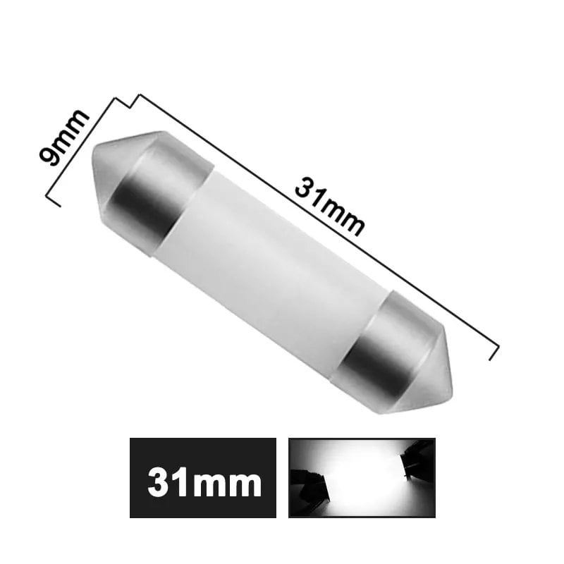 Pack of 1/4/10 C5W LED Bulbs, Festoon, 31mm, 36mm, 39mm, 41mm, C10W COB, 12V, 6500K White, for Car Interior Lights, Trunk Lights, License Plate Lights, Illumination Color: Parallel Import