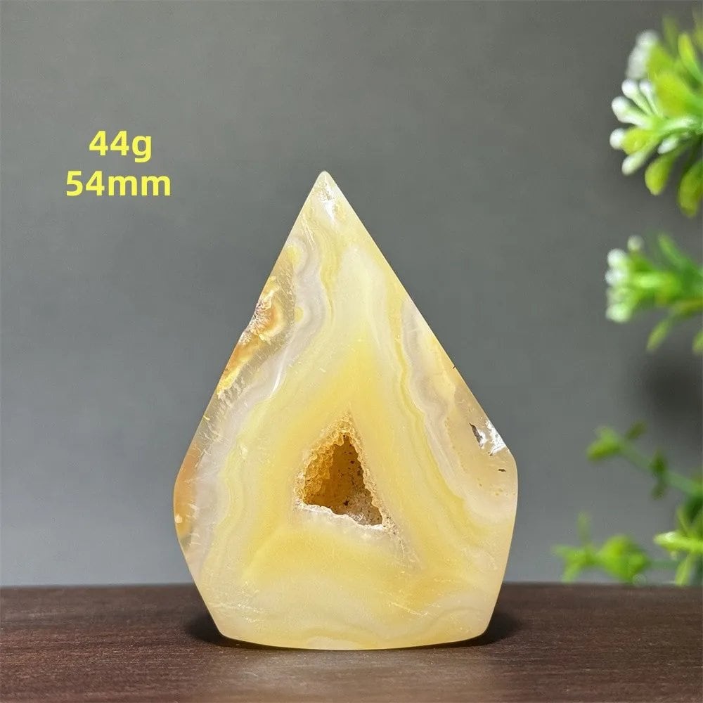 Natural Yellow Agate Geode, Freeform Torch, Mineral Energy, Home Furnishings, Meditation, Aura, Prayer, Altar, Gift, Parallel Import