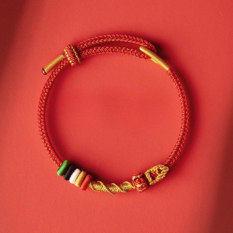 Year of the Snake Handmade Adjustable Bracelet for Women, Dragon Scales, Amulet, Zodiac Luck, Beads, Red Rope Chain, Men's Jewelry, Parallel Import