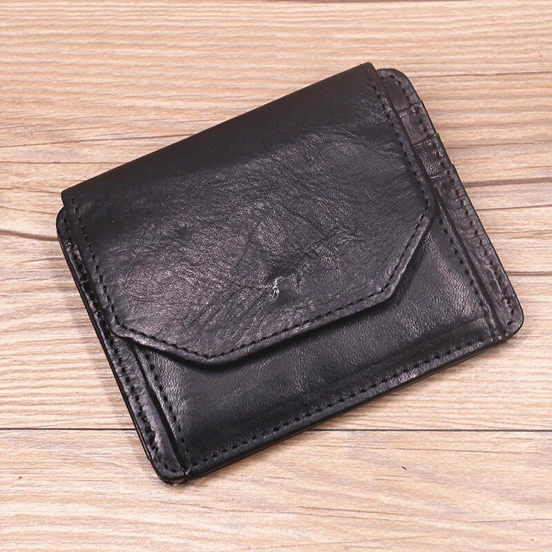 本革 メンズ財布 本革 牛革 ヴィンテージ ショートサイズ カードホルダー付き IDウィンドウ コインポケット 色: 並行輸入品