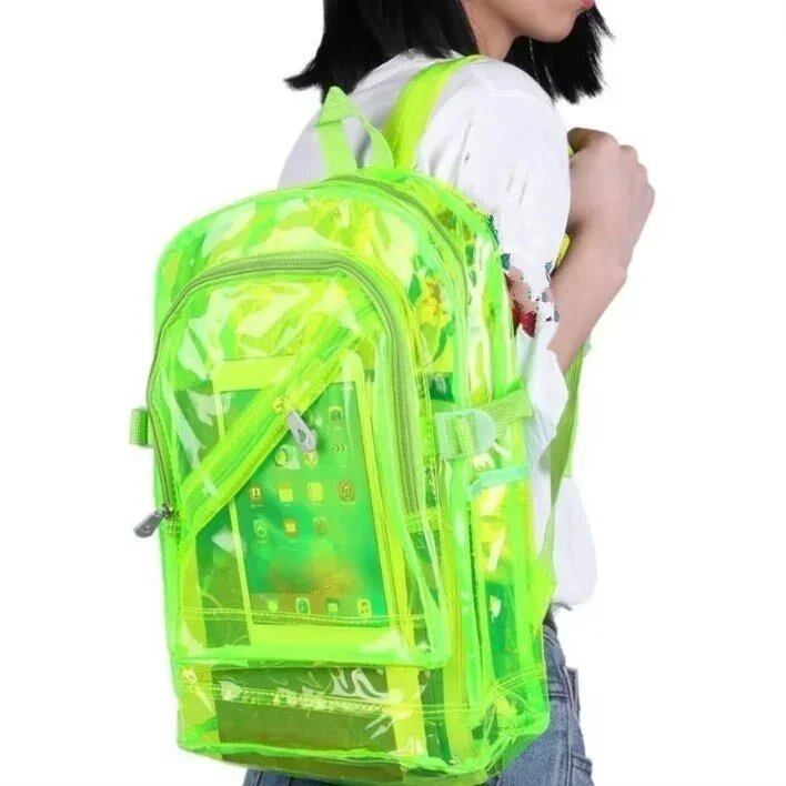 ファッション 透明バッグ 防水PVC クリアプラスチック ミニ 女子学生向け ノートPC対応 スクールバッグ 並行輸入品
