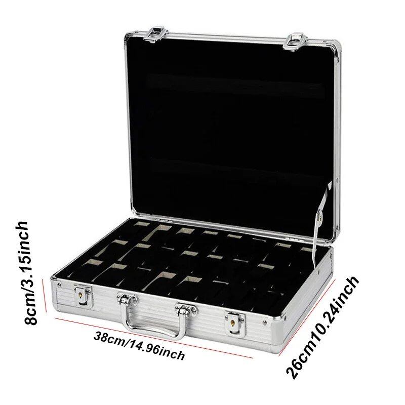 Metallic Aluminum Watch Box - Sale Promotion, Holds 6/12/24 Watches, Aluminum Alloy, Shockproof, Durable Watch Case, Color: Position, Parallel Import