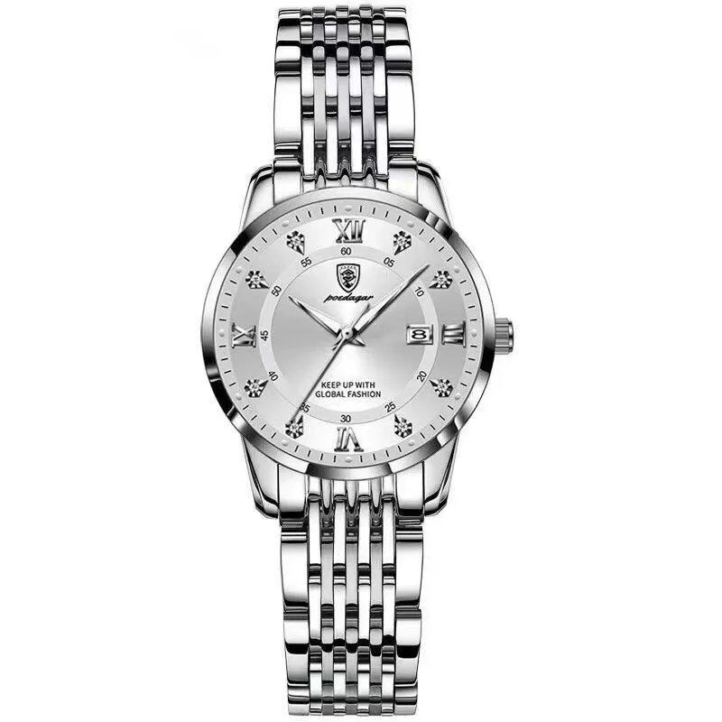 POEDAGAR Ultra-Thin Women's Watch, Rose Gold, Luxury Brand, Steel Strap, Small Dial, Waterproof, Luminous, Parallel Import