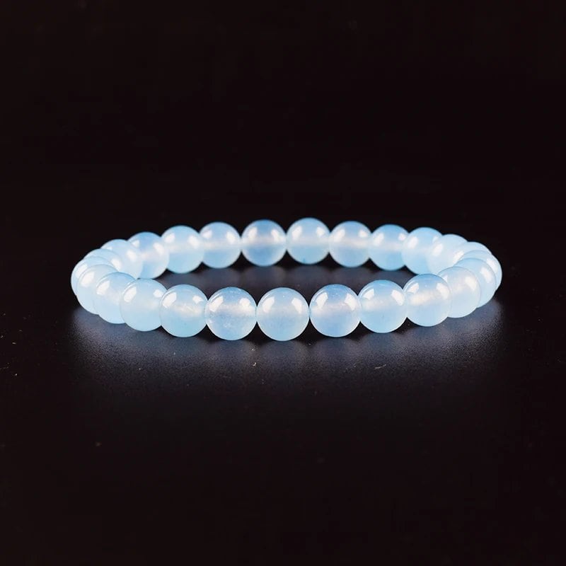 Natural Aquamarine and Agate Bead Bracelet for Women, Single Circle Crystal Bracelet, Romantic, Casual, Yoga, Meditation, Gift, Long, Parallel Import