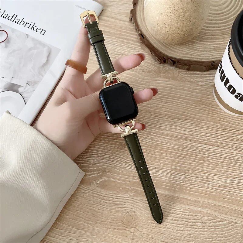 Genuine Apple Watch Leather Strap, Compatible with iWatch Series 8/7/6/SE/5/4/3, 44mm, 41mm, 45mm, 38-42-40mm, Ultra, and 49mm Bands. Parallel Import.
