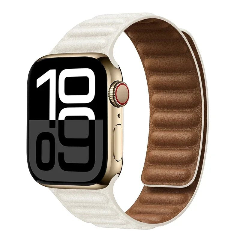 Apple Watch Leather Strap, Magnetic Loop Link Bracelet for iWatch Series 10/9/8/7/6 (45mm, 46mm, 42mm, 44mm, 40mm, 49mm) - Official Website, Band Color: mm, Parallel Import