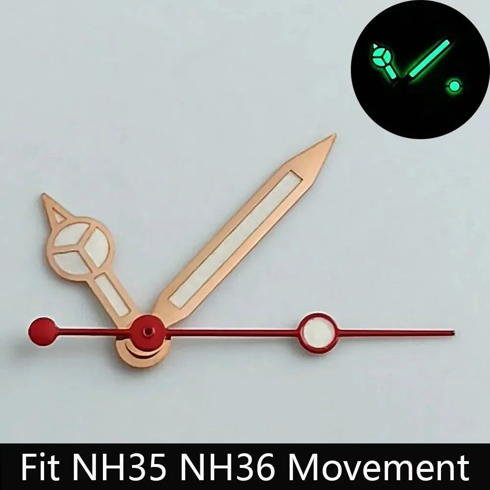 High-quality watch hands, blue-green/green luminous hands, compatible with N H35 NH36/ETA 2836 2824/8205 8215 movements. Color: Parallel import.