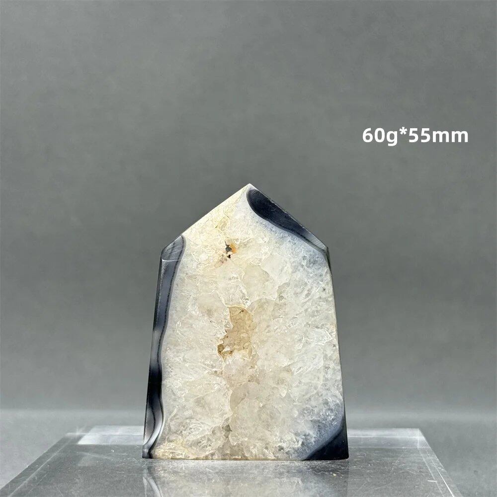 Natural Black Agate Gid Obelisk Wand for Healing, Aura, Meditation, Spiritual Energy, Feng Shui, Altar, Home Decor, Ornaments, Color: Parallel Import